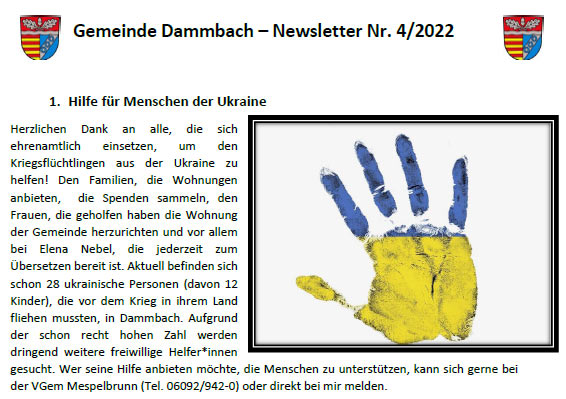 Dammbach Aktuell Newsletter