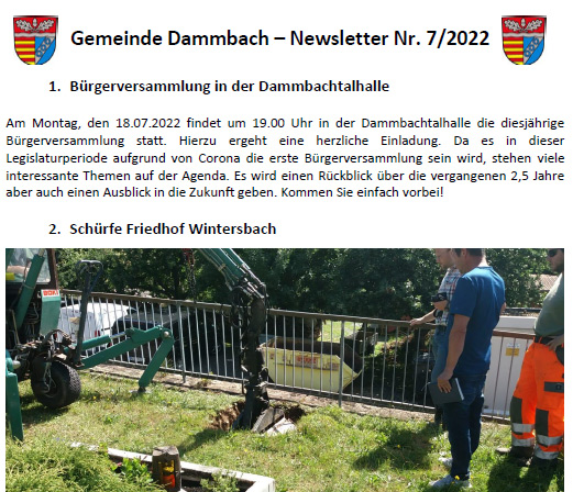 Dammbach Aktuell Newsletter