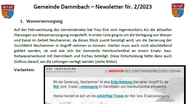 Dammbach Aktuell Newsletter
