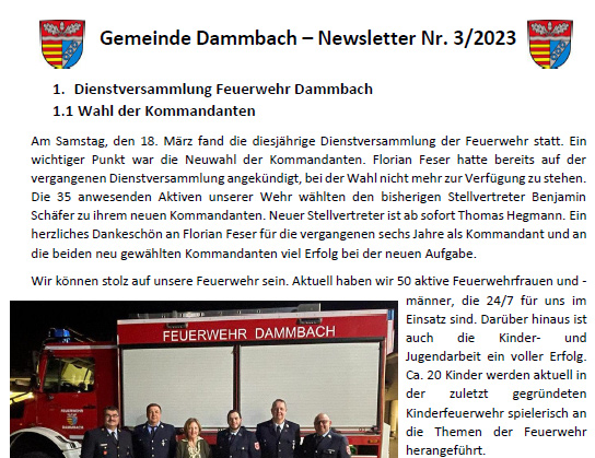 Dammbach Aktuell Newsletter