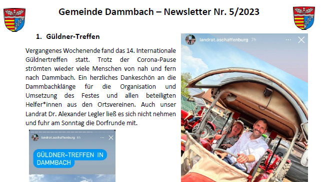 Dammbach Aktuell Newsletter