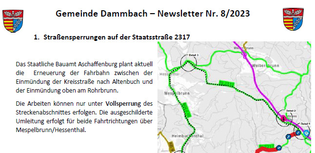 Dammbach Aktuell Newsletter