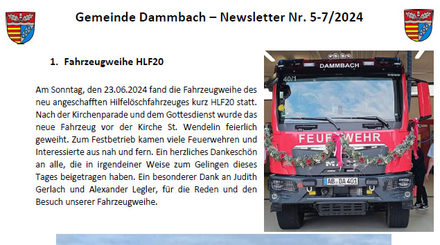 Dammbach Aktuell Newsletter