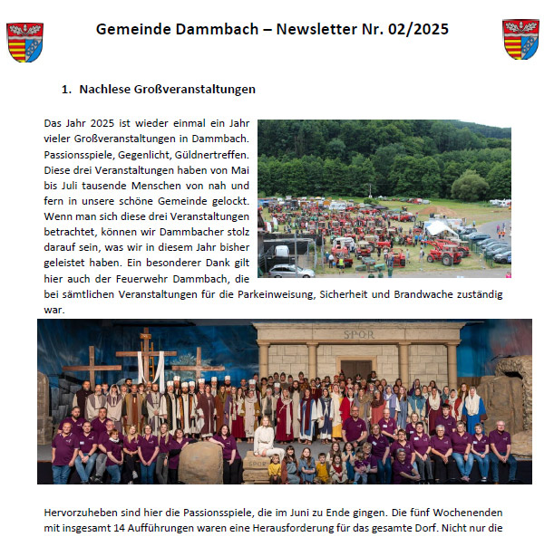 Dammbach Aktuell Newsletter