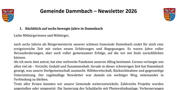 Dammbach Aktuell Newsletter